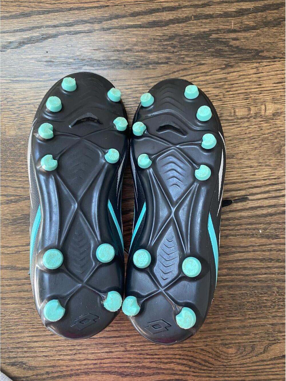 Lotto Solista Youth Soccer Cleats Shoes Size 1.5 Black Teal 218136 - Picture 2 of 9